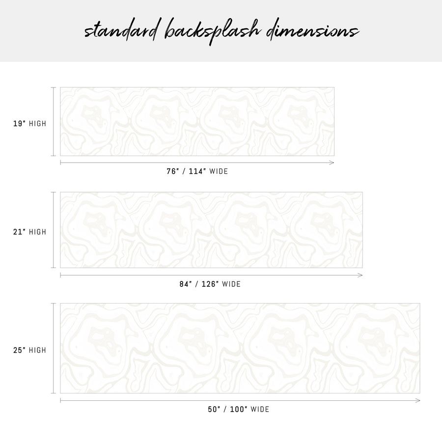 peel and stick backsplash in neutral agate print dimensions