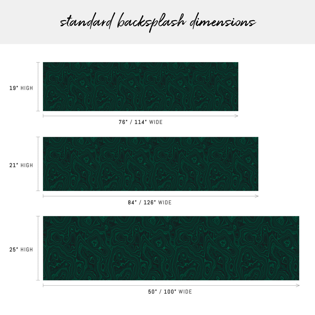 dark green stone patterned  peel and stick backsplash dimensions