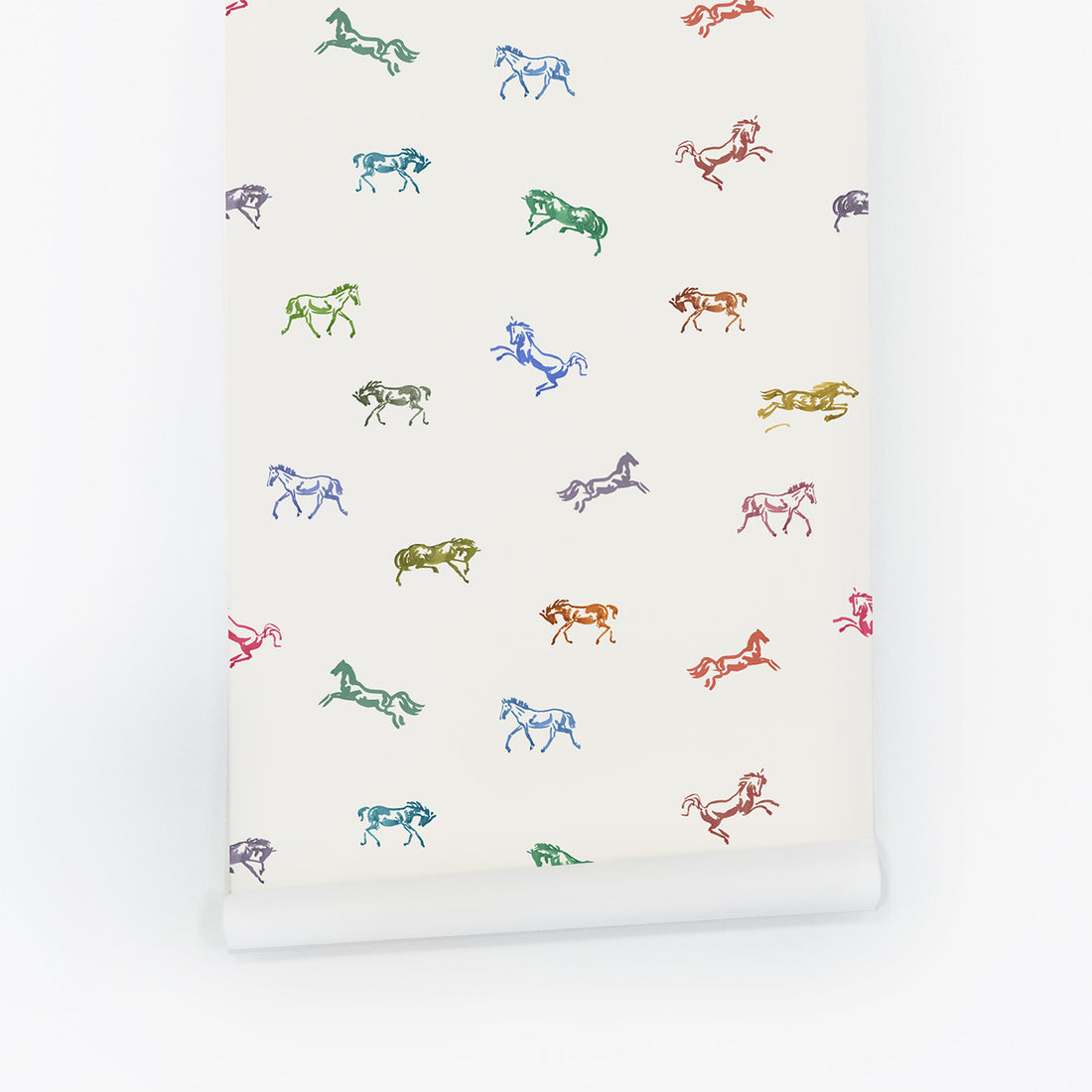 Tiny Colorful Watercolor Horses Wallpaper