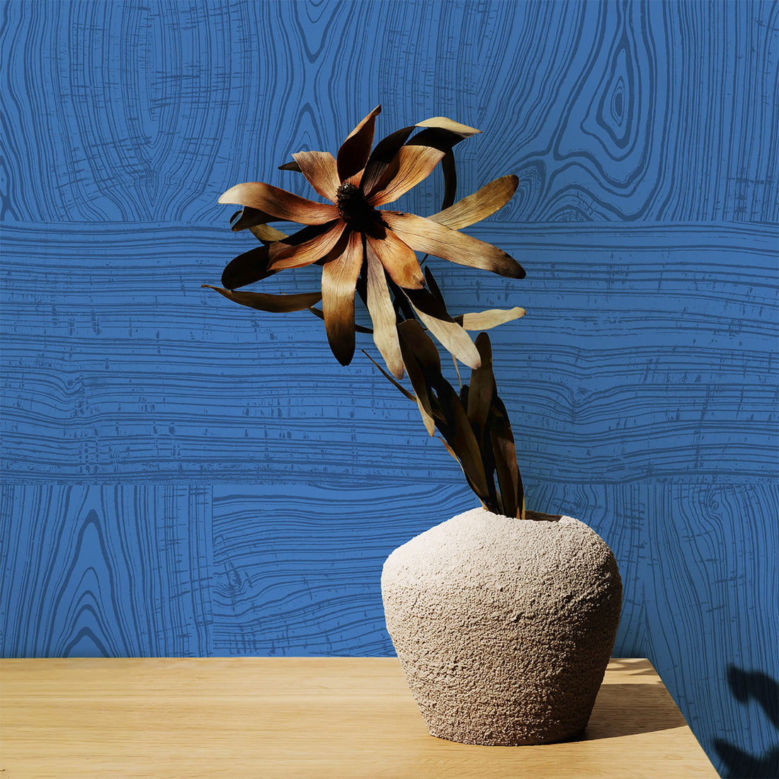 Wooden Design Wallpaper in Blue