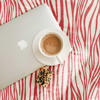 zebra print tablecloth in bright red