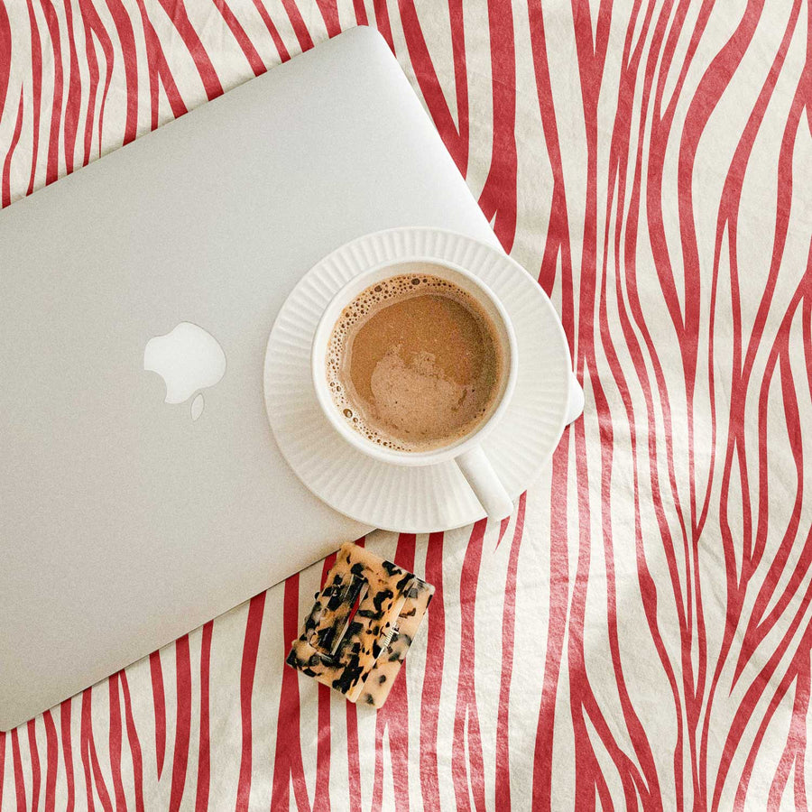 zebra print tablecloth in bright red