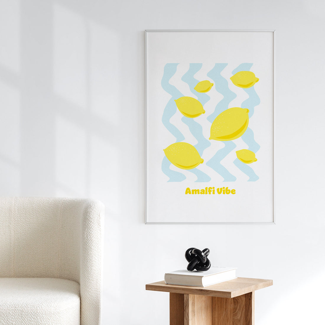 amalfi inspired art print with bright yellow lemons
