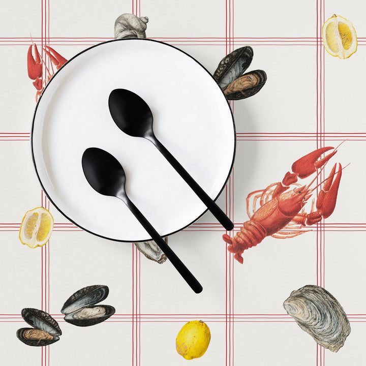 simple plaid inspired wallpaper with food details