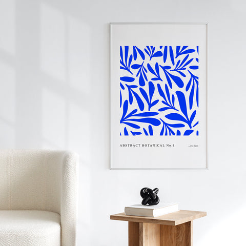 Indigo Botanical Leaves Poster