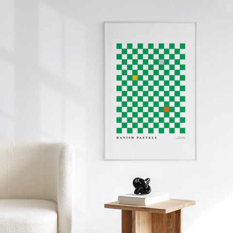 Stampa artistica a scacchi verde Kelly