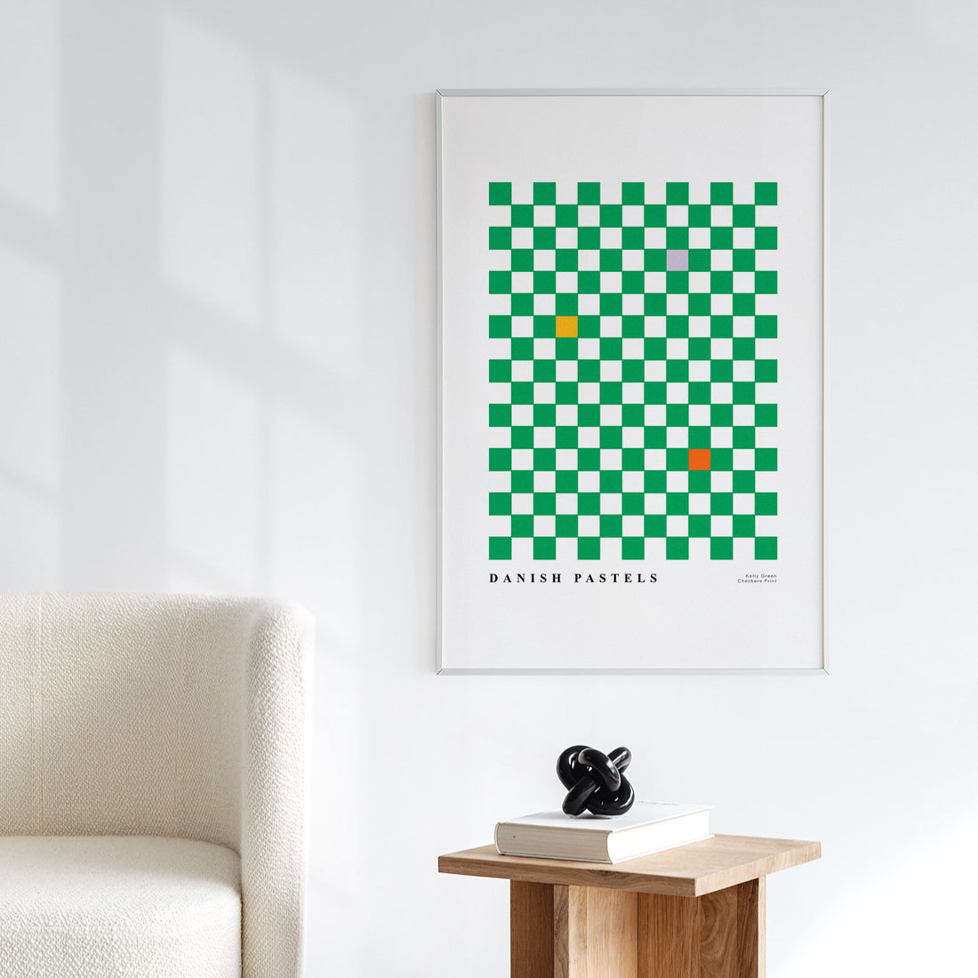 bright green checkered print art poster