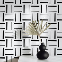 black and white geometric lines wallpaper design