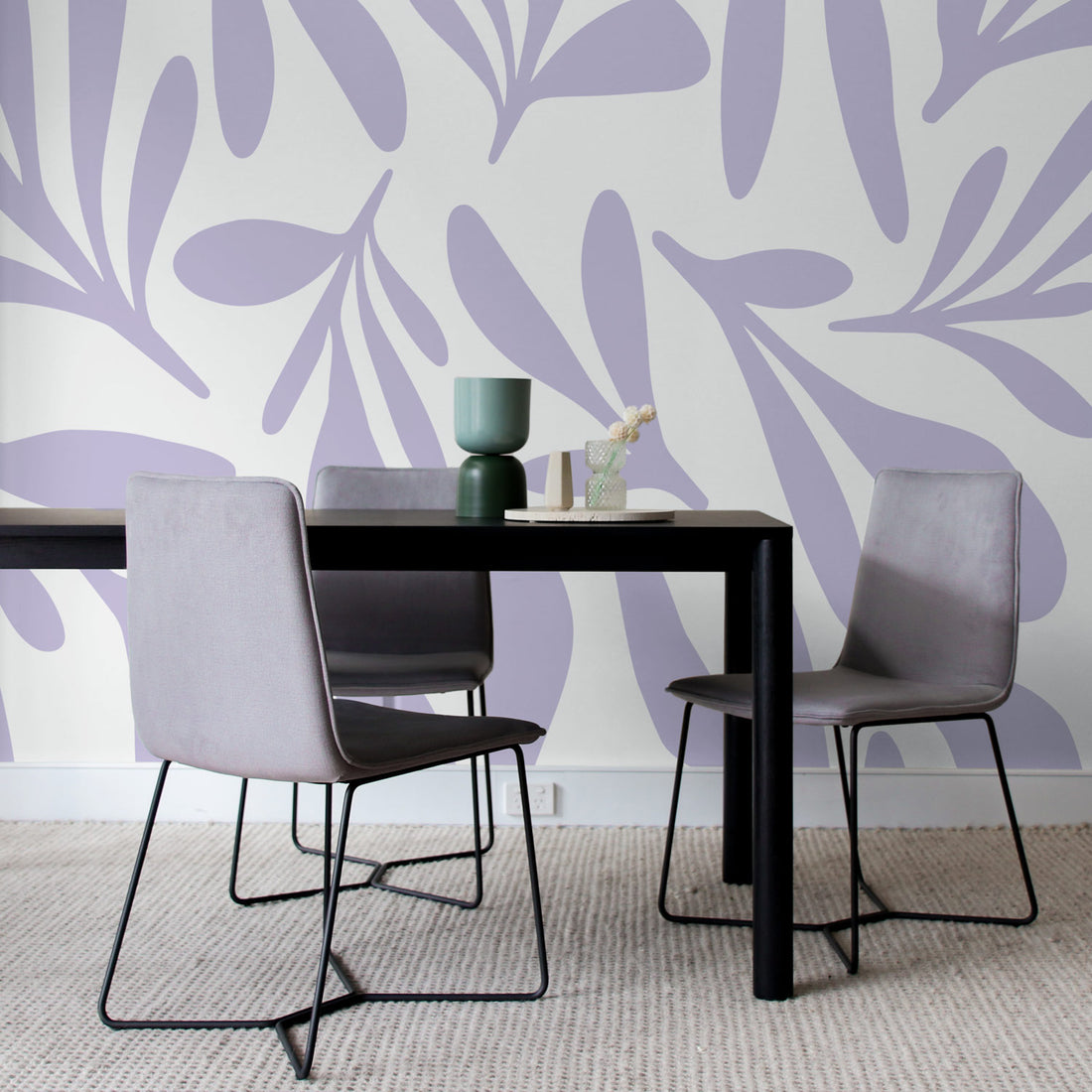 large lilac flowers wall mural design for dining room interior