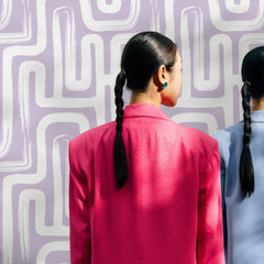 light purple maze inspired wallpaper for home interior