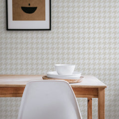 elegant light beige houndstooth wallpaper in dining room