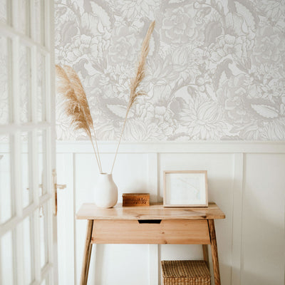 Elegant neutral florals wallpaper
