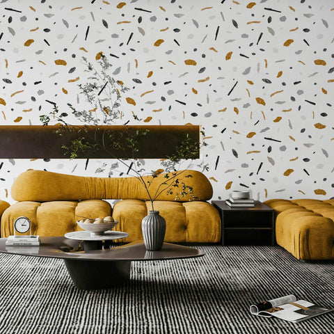 Carta da parati con design a terrazzo in pietra