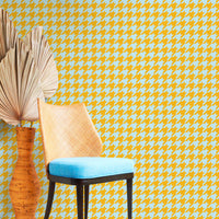 bright yellow houndstooth inspired wallpaper print