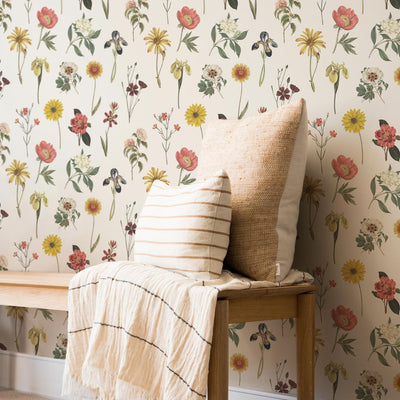 Soft Color Vintage Floral Design Wallpaper