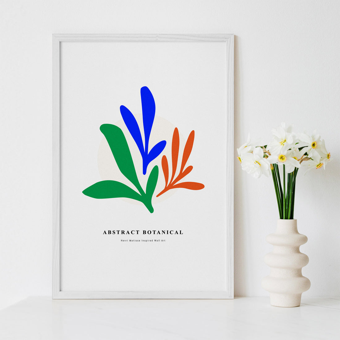 bright color botanical leaves art print inspired by danish interior design