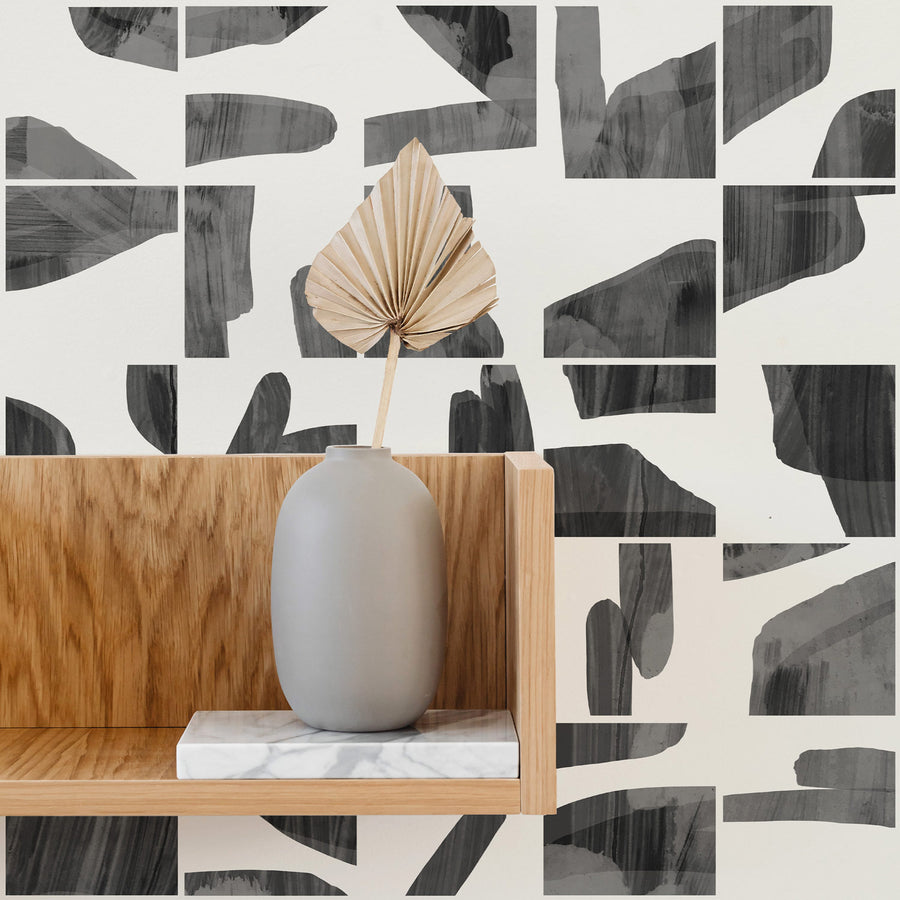 retro style black and white wooden removable wallpaper