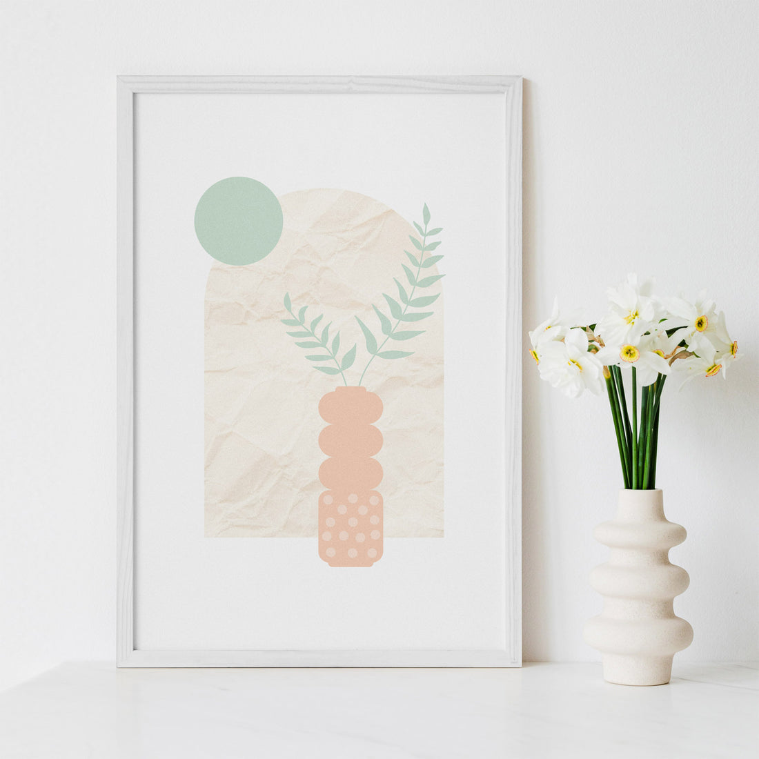 pastel colored vase print art poster