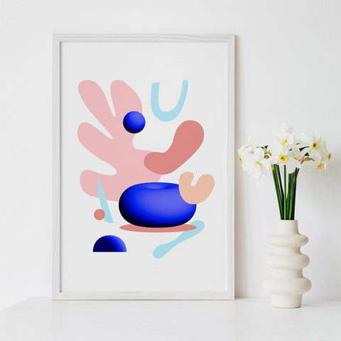 Pink Blue Art Print Poster