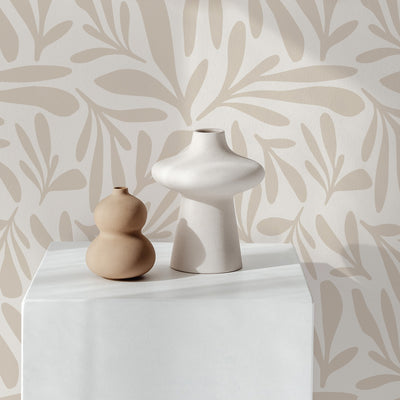Hazelnut Color Floral Wallpaper