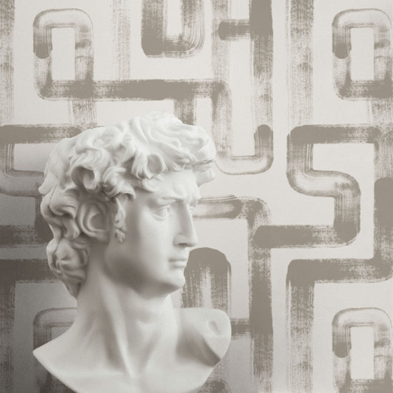 Metro lines wallpaper in greige and off white | Livettes Wallpaper