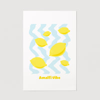 beach inspired art poster with lemon motif