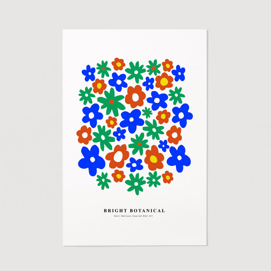 multiple flowers in bright colors art print poster