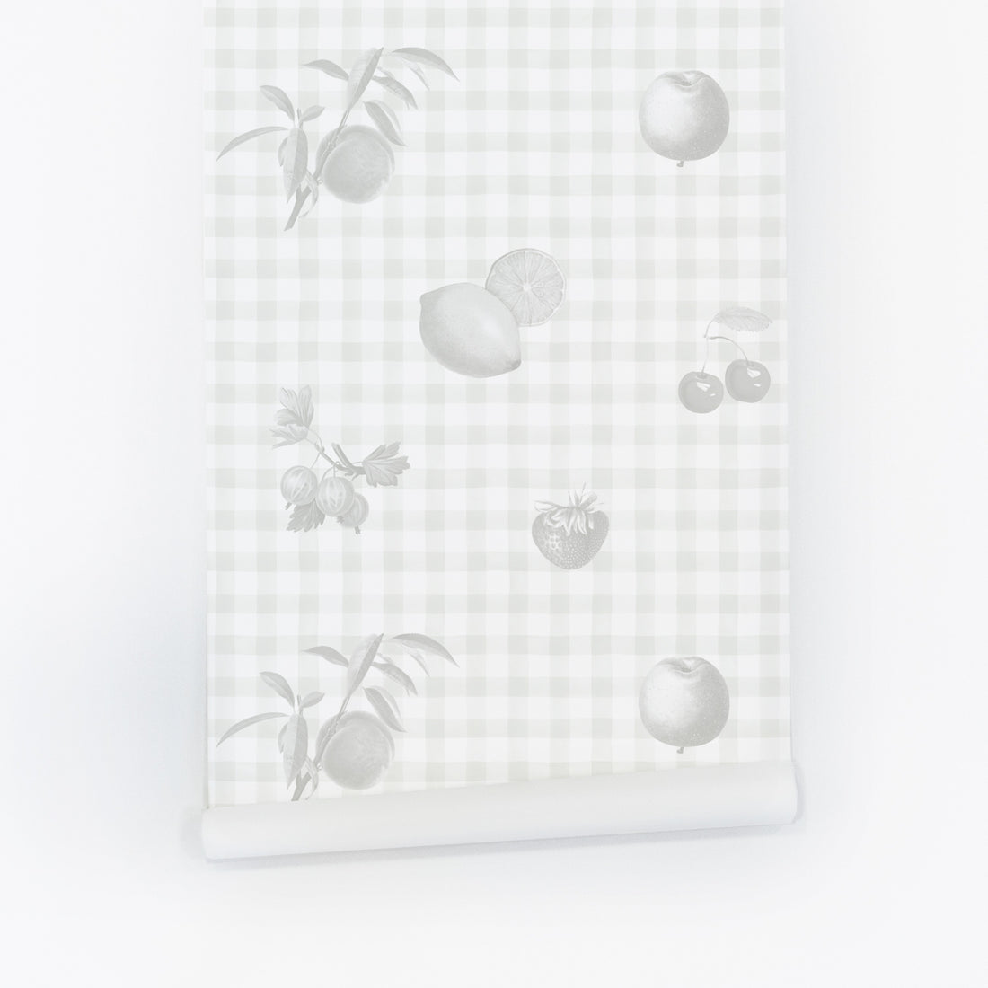 printed fruits on gingham pattern wallpaper peel and stick