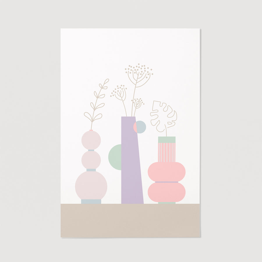 flowers with vases inspired wall art print