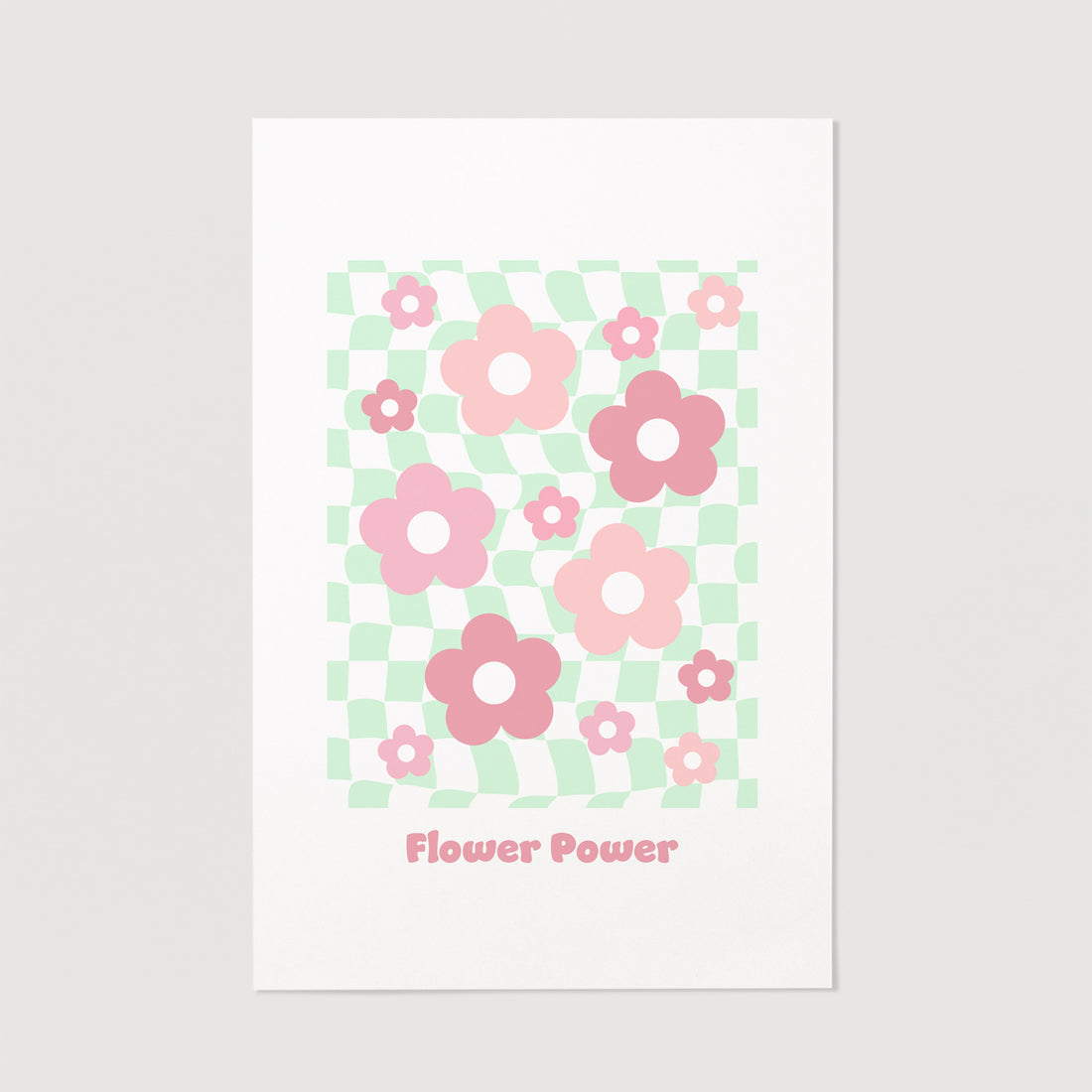 funky design art print with retro inspired flowers