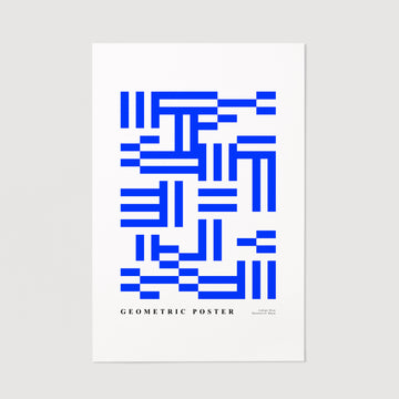 bright blue abstract lines print poster