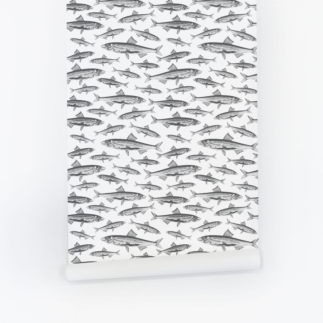little grey sardines print wallpaper peel and stick