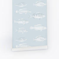 fish print inspired removable wallpaper design 