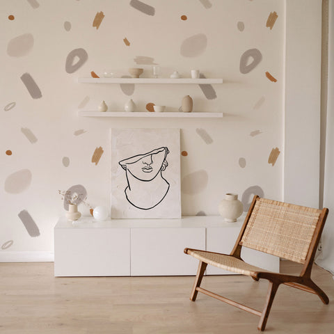 Carta da parati con design a pennellate astratte