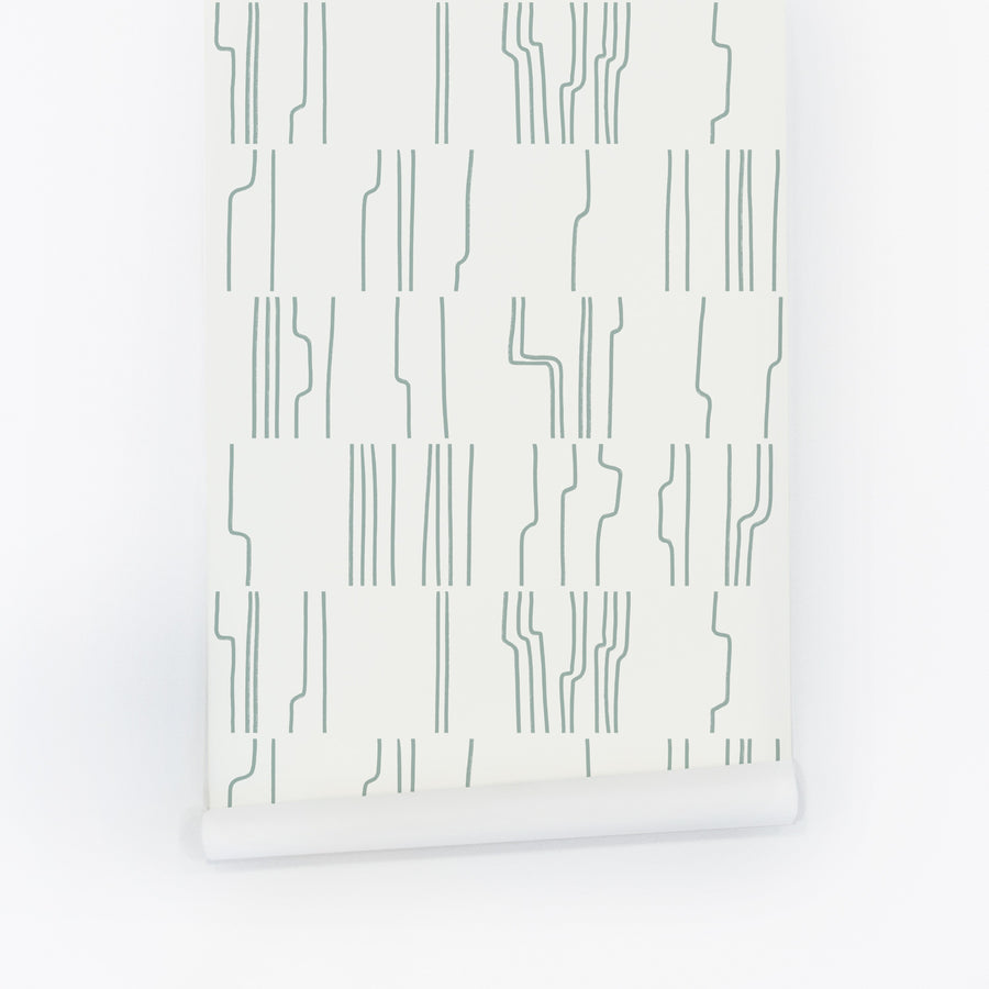 white and green crooked lines removable wallpaper