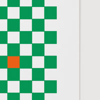 green checkered art print close up