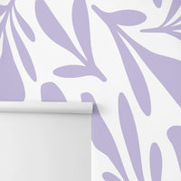 close up of purple botanical floral print wallpaper