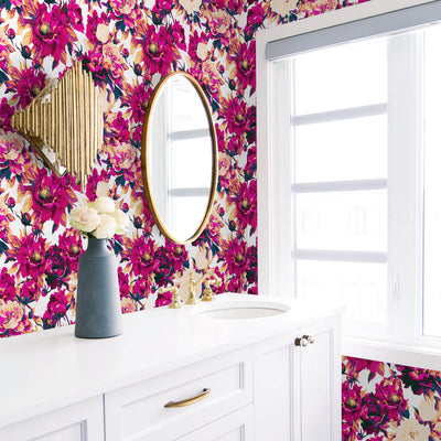 Bold pink florals wallpaper