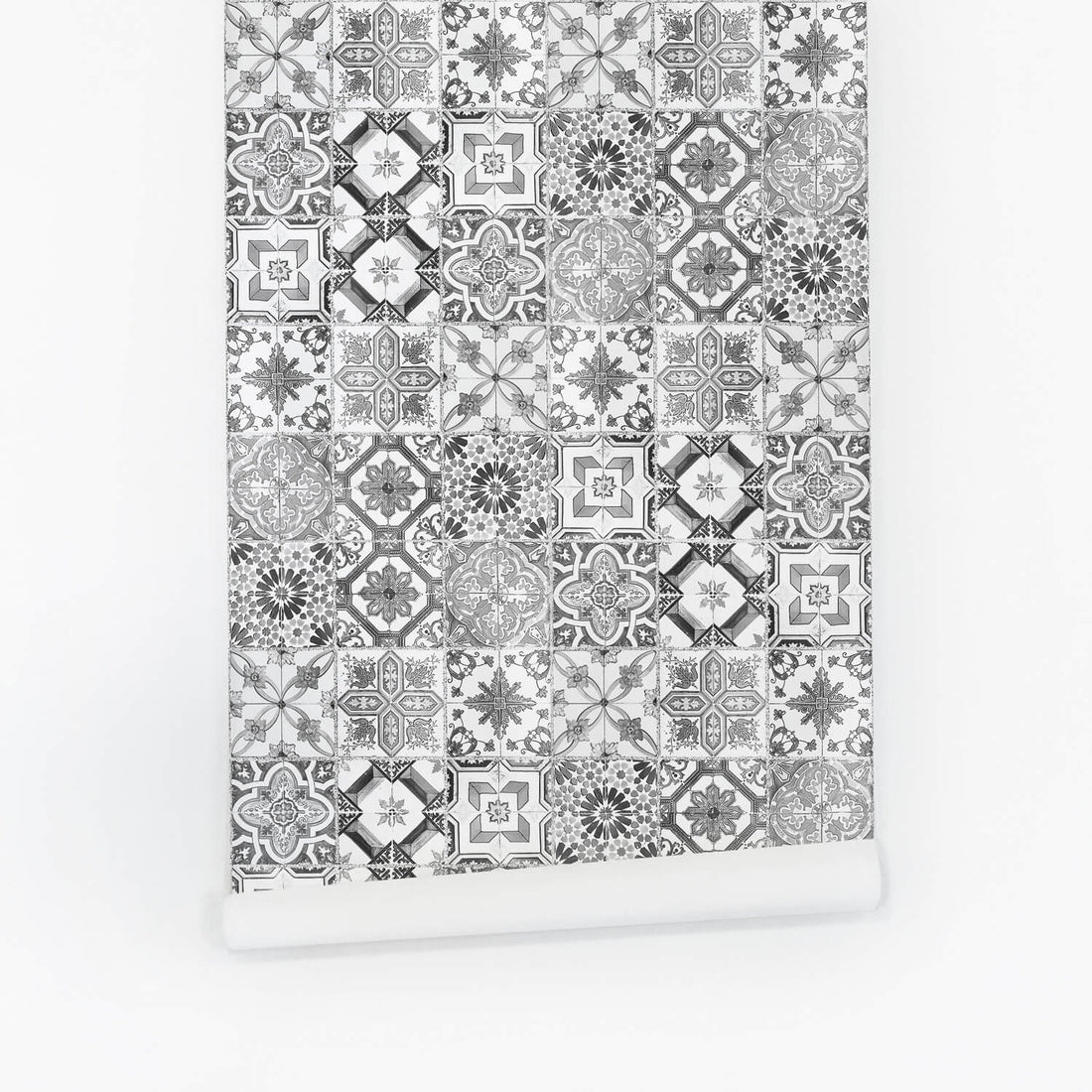 grey different motif tiles wallpaper peel and stick