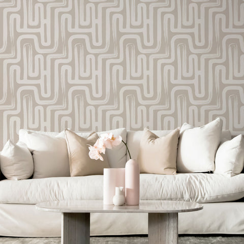 Hazelnut Color Paintbrush Maze © Wallpaper