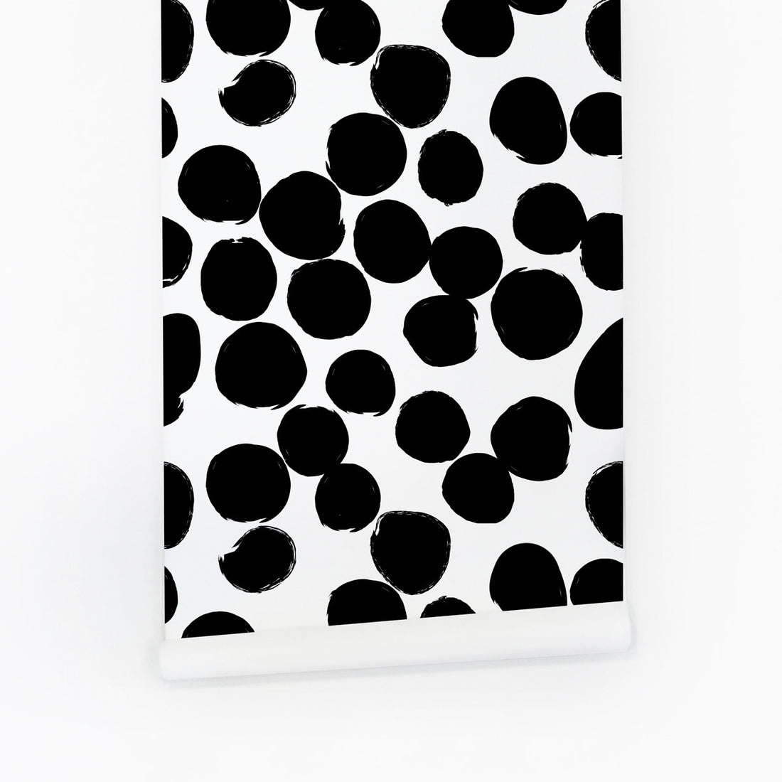 Interior designer wallpaper in black and white with painted dots