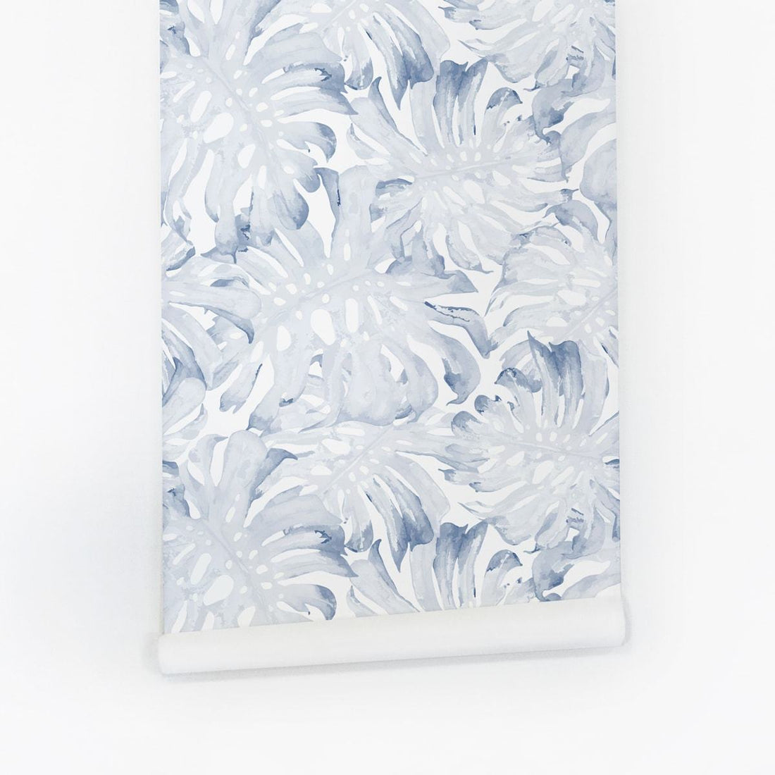 light blue tropical palm leaves wallpaper design peel and stick