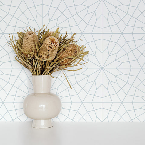 Blue Scandi style geometric wallpaper