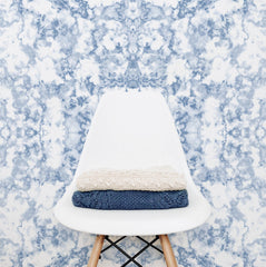 blue faux marble pattern removable wallpaper for beach theme interior