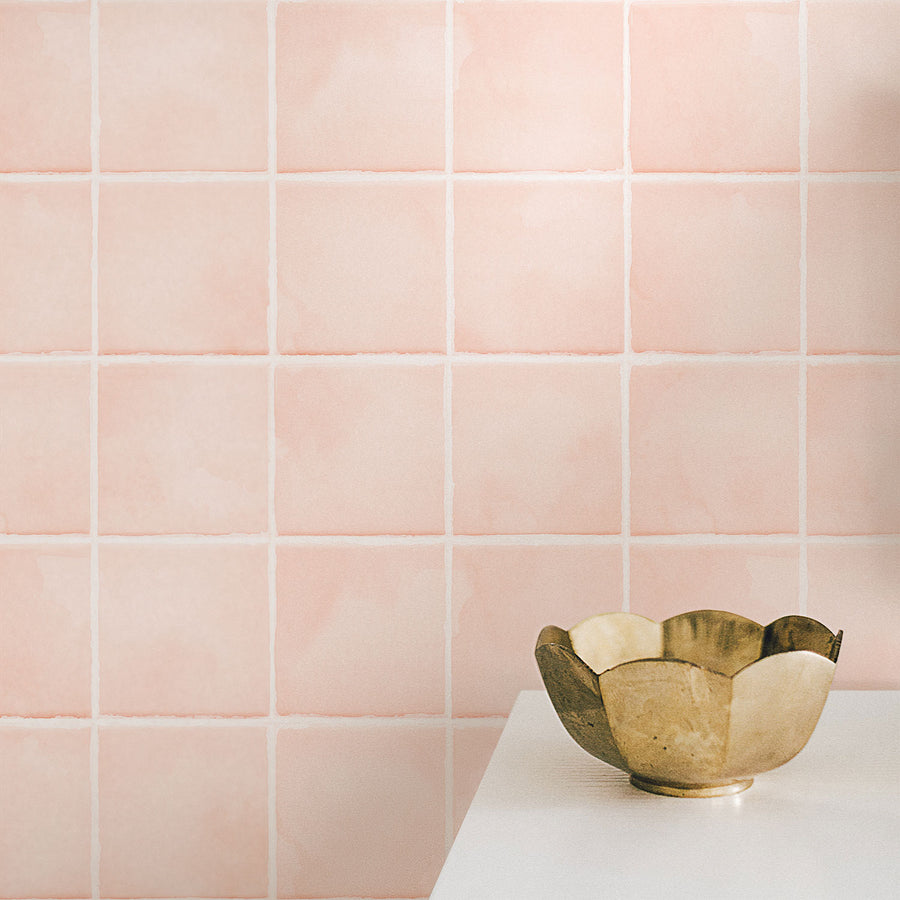 blush pink tiles removable wallpaper for bathroom interior