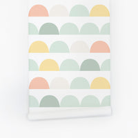 light pastel colors geometric shapes inspired removable wallpaper