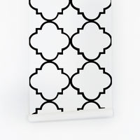 Black moroccan pattern accent wall wallpaper