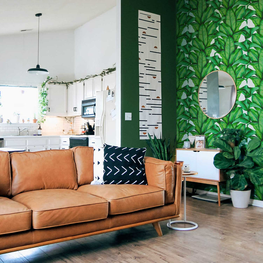tropical banana leaf wallpaper  for living room