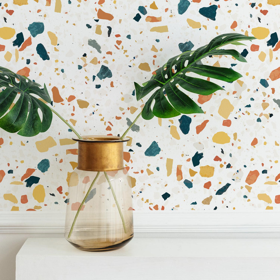 colorful terrazzo inspired removable wallpaper 