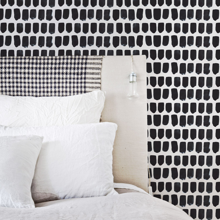 small black and white brush stroke design removable wallpaper